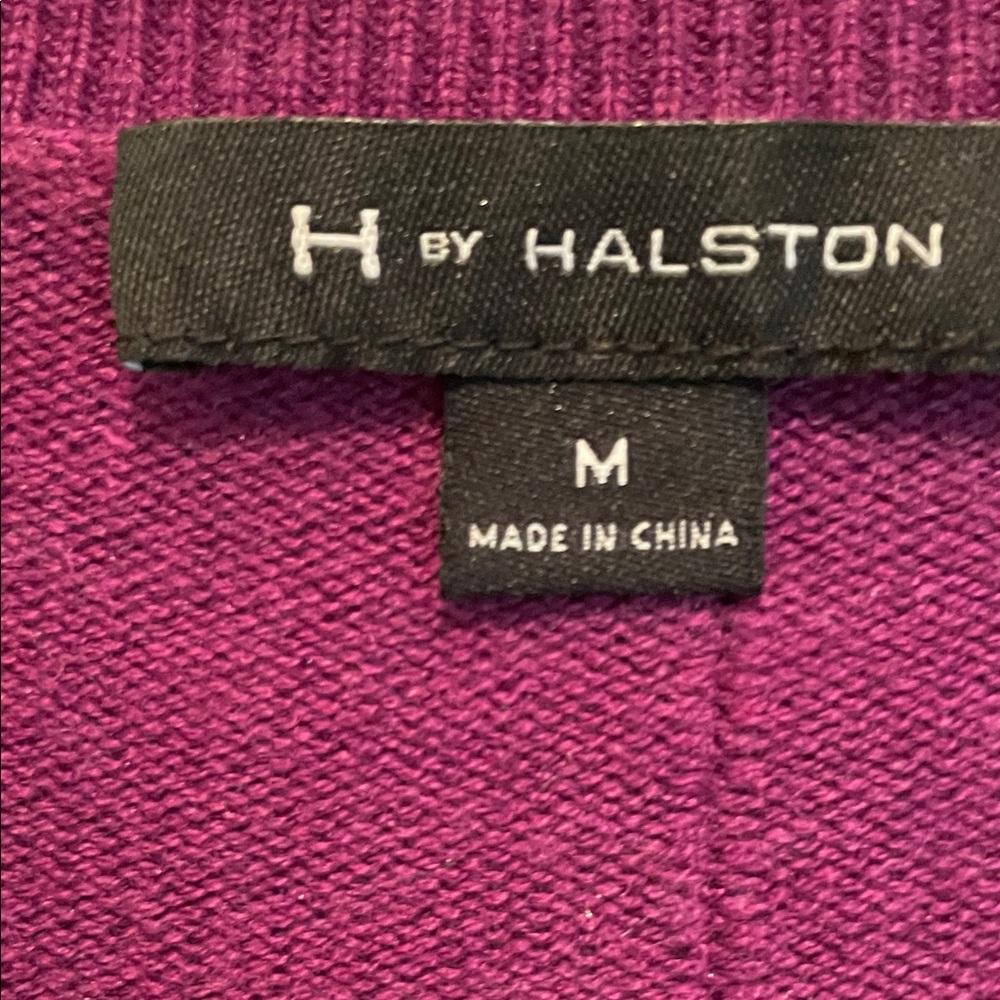 H by Halston Plum Knit with Cream Scarf Detail - Picture 6 of 9